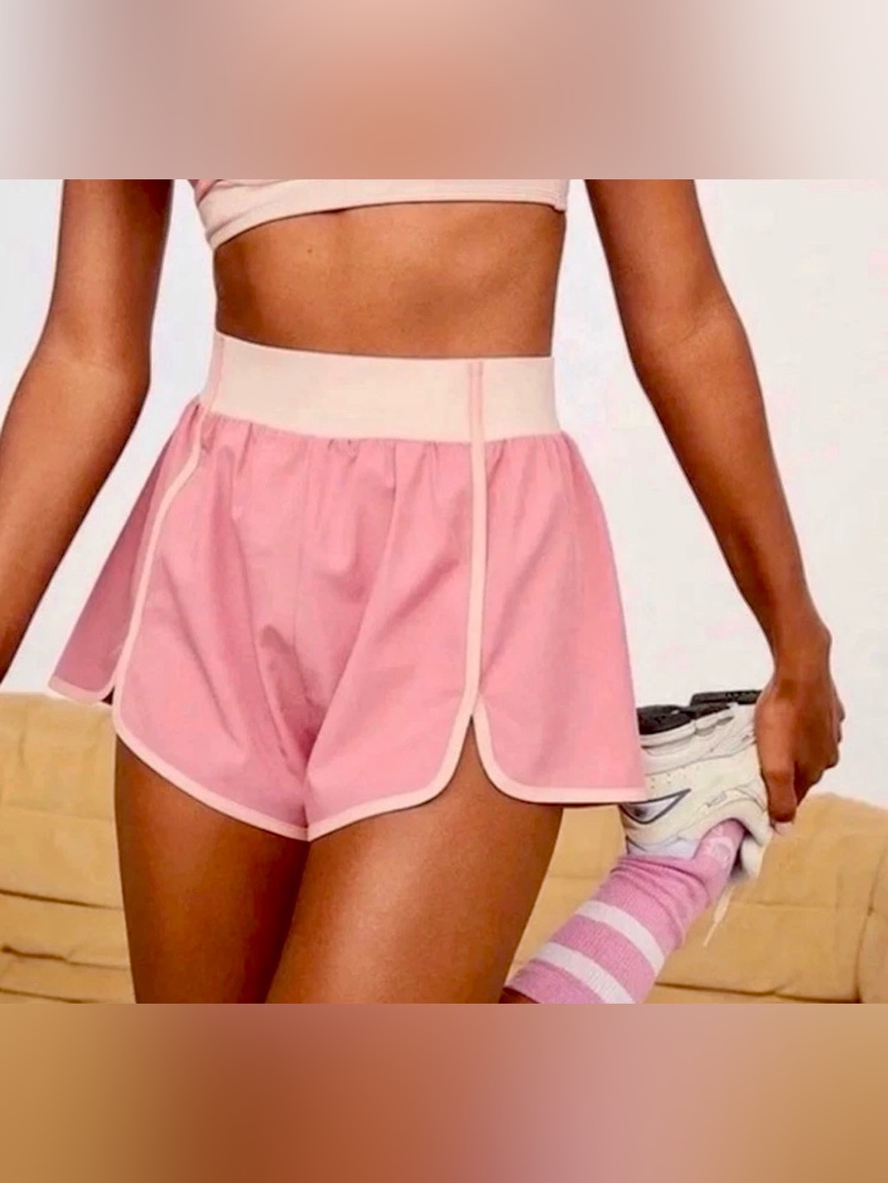 for Love & Lemons Emma Athletic Shorts ,Rose Blush Pink, Size L large